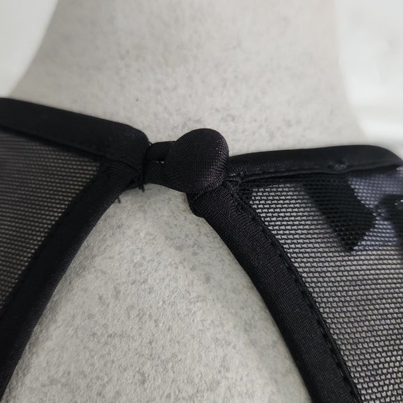 bebe Black Sleeveless Top With Mesh and Keyhole Back, Size Small - Picture 8 of 13